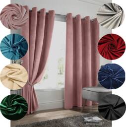 Luxury Living Velvet Thermal Blackout Eyelet Curtains Ready Made Pair in Pink - Size: 117 cm width x 137 cm drop - thumbnail 5