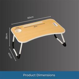 KORVIXA Laptop Table Foldable Portable Bed Sofa Walnut in Brown - Size: 40 cm x 60 cm - thumbnail 2