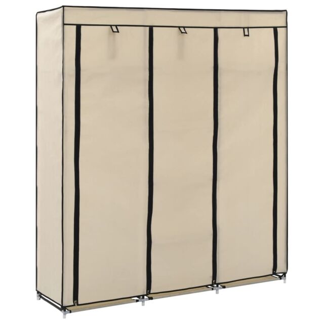 Berkfield Home Wardrobe with Compartments & Rods Cream 150x45x175 cm Fabric in Beige - Size: 150 x 45 x 175 cm - image 1