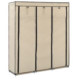 Berkfield Home Wardrobe with Compartments & Rods Cream 150x45x175 cm Fabric in Beige - Size: 150 x 45 x 175 cm - thumbnail 1