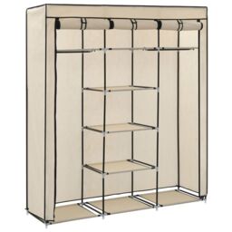Berkfield Home Wardrobe with Compartments & Rods Cream 150x45x175 cm Fabric in Beige - Size: 150 x 45 x 175 cm - thumbnail 4