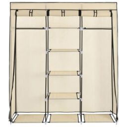 Berkfield Home Wardrobe with Compartments & Rods Cream 150x45x175 cm Fabric in Beige - Size: 150 x 45 x 175 cm - thumbnail 5