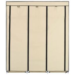 Berkfield Home Wardrobe with Compartments & Rods Cream 150x45x175 cm Fabric in Beige - Size: 150 x 45 x 175 cm - thumbnail 3