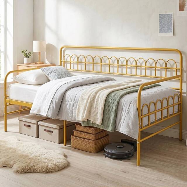 SPETLEK Modern Space-saving Pull-out Bed Single Daybed Sofa Bed in Gold - image 1