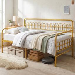 SPETLEK Modern Space-saving Pull-out Bed Single Daybed Sofa Bed in Gold - thumbnail 1