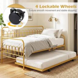 SPETLEK Modern Space-saving Pull-out Bed Single Daybed Sofa Bed in Gold - thumbnail 5