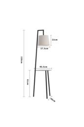 Garden Sanctuary Metal Tray Table Floor Lamp with Linen Lampshade in Black - thumbnail 3