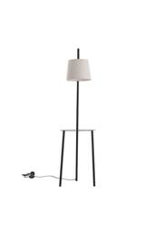 Garden Sanctuary Metal Tray Table Floor Lamp with Linen Lampshade in Black - thumbnail 2