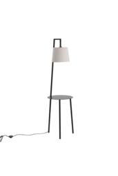 Garden Sanctuary Metal Tray Table Floor Lamp with Linen Lampshade in Black
