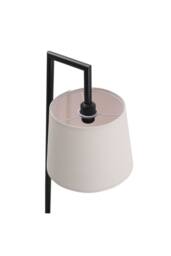 Garden Sanctuary Metal Tray Table Floor Lamp with Linen Lampshade in Black - thumbnail 4