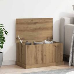 Berkfield Home Storage Box Artisan Oak 70x40x38 cm Engineered Wood in Brown - Size: 70 x 40 x 38 cm - thumbnail 2