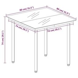 Berkfield Home Garden Dining Table Black 80x80x74 cm Steel & Glass - Size: 80 x 80 x 74 cm - thumbnail 5