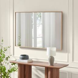 FurnitureboxUK Inga Oak Wood Long Rectangle 120x80cm Wall Mirror in Light Brown - Size: 120x80 cm - thumbnail 3