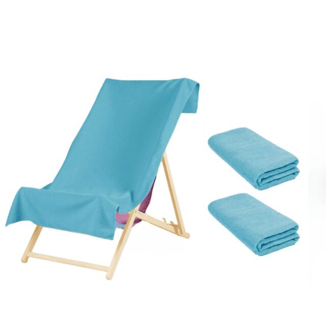 OHS 2 x Plain Microfiber Quick Dry Bath Beach Towel in Bright Blue - image 1