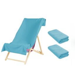 OHS 2 x Plain Microfiber Quick Dry Bath Beach Towel in Bright Blue