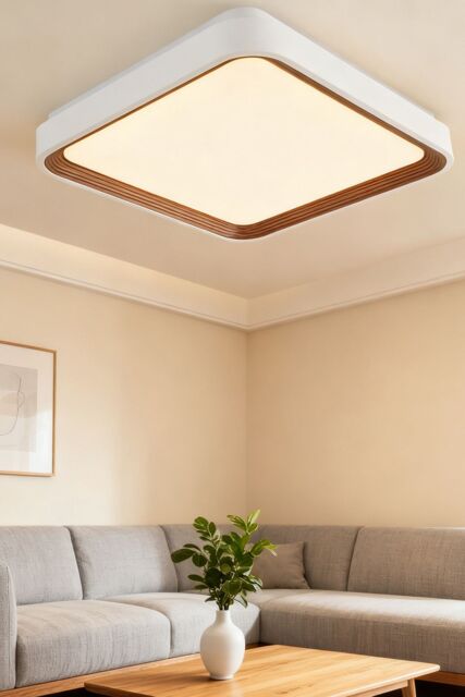 Living and Home Modern Square LED Ceiling Light with White and Rose Gold Accent Trim - image 1
