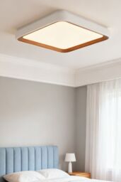 Living and Home Modern Square LED Ceiling Light with White and Rose Gold Accent Trim - thumbnail 3