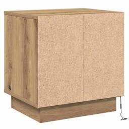 Berkfield Home Modern Bedside Cabinet with LED Lights Artisan Oak 44x34, 5x45 cm in Brown - thumbnail 8