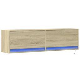 Berkfield Home TV Wall Cabinet with LED Lights Sonoma Oak 140x31x38 cm in Brown - Size: 140 x 31 x 38 cm - thumbnail 3