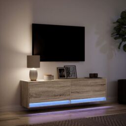 Berkfield Home TV Wall Cabinet with LED Lights Sonoma Oak 140x31x38 cm in Brown - Size: 140 x 31 x 38 cm - thumbnail 5