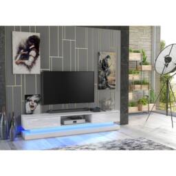 Mex Furniture LTD TV Unit Bloom 180cm - White with Gloss Doors & LED Lights - thumbnail 2