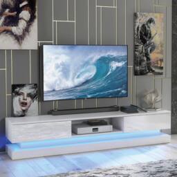 Mex Furniture LTD TV Unit Bloom 180cm - White with Gloss Doors & LED Lights - thumbnail 4