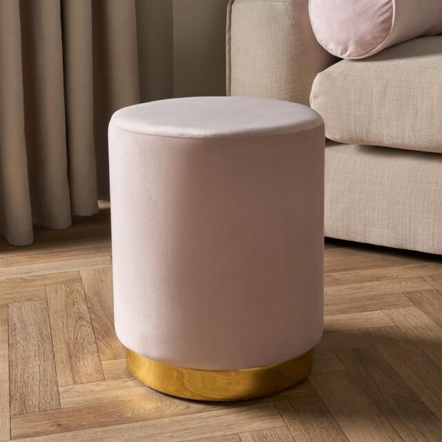 OHS Matte Velvet Footstool Pouffe Modern Vanity Home Bedroom Seat Cushion Rest Chair in Pink - image 1