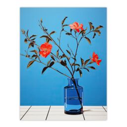"Wee Blue Coo Wall Art Print Elegant Simplicity Red Flowers Blue Vase Living Room - Size: W24"" x H32""" - thumbnail 1