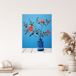 "Wee Blue Coo Wall Art Print Elegant Simplicity Red Flowers Blue Vase Living Room - Size: W24"" x H32""" - thumbnail 4