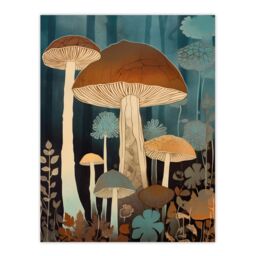 "Artery8 Cep Mushroom Earthy Aesthetic Modern Blue Brown Unframed Wall Art Print Poster Home Decor Premium - Size: W12"" x H16""" - thumbnail 1