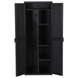 Berkfield Home Garden Storage Cabinet Black 65x45x172 cm PP Rattan - Size: 65 x 45 x 172 cm - thumbnail 4
