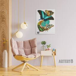 "Artery8 Vintage Colourful Butterflies Canvas Wall Art Print Eugene Seguy - Size: W18"" x H24""" - thumbnail 3