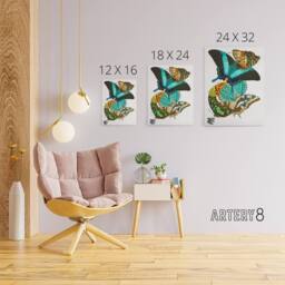 "Artery8 Vintage Colourful Butterflies Canvas Wall Art Print Eugene Seguy - Size: W18"" x H24""" - thumbnail 4