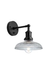 Industville Brooklyn Glass Dome Wall Light, 8 Inch, Black Holder - thumbnail 3