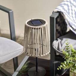 OHS Rattan Solar Table Lamp Cordless Outdoor Garden Light Auto Sensor in Grey - thumbnail 4
