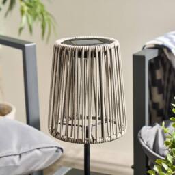 OHS Rattan Solar Table Lamp Cordless Outdoor Garden Light Auto Sensor in Grey - thumbnail 3