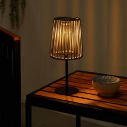 OHS Rattan Solar Table Lamp Cordless Outdoor Garden Light Auto Sensor in Grey - thumbnail 2
