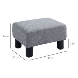 HOMCOM Footstool Ottoman Cube with Plastic Legs in Grey - Size: 40 cm x 30 cm - thumbnail 3