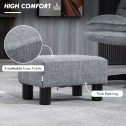 HOMCOM Footstool Ottoman Cube with Plastic Legs in Grey - Size: 40 cm x 30 cm - thumbnail 4