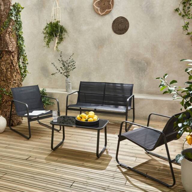 sweeek 4-seater Metal Garden Furniture Set in Black - image 1