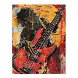 "Artery8 Guitar Player Musician Gig Abstract Painting Wall Art Print in Yellow - Size: W18"" x H24""" - thumbnail 1