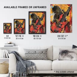"Artery8 Guitar Player Musician Gig Abstract Painting Wall Art Print in Yellow - Size: W18"" x H24""" - thumbnail 3