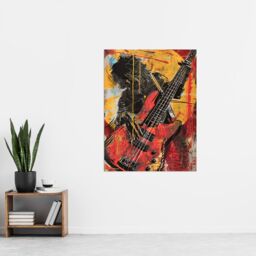 "Artery8 Guitar Player Musician Gig Abstract Painting Wall Art Print in Yellow - Size: W18"" x H24""" - thumbnail 4