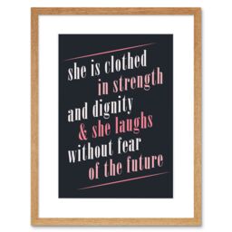 "Artery8 Wall Art Print Quote She Dressed Strength Dignity Laughs Framed in Beige - Size: W7"" x H9""" - thumbnail 1
