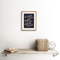 "Artery8 Wall Art Print Quote She Dressed Strength Dignity Laughs Framed in Beige - Size: W7"" x H9""" - thumbnail 2