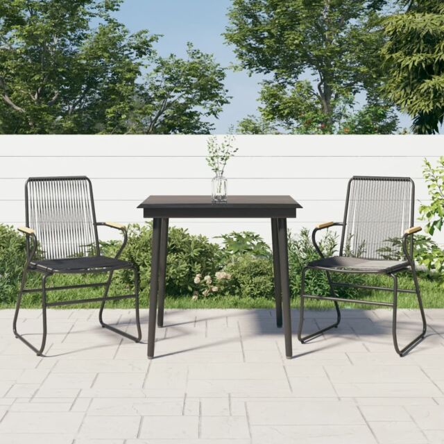 Berkfield Home 3 Piece Garden Dining Set Black PVC Rattan - image 1