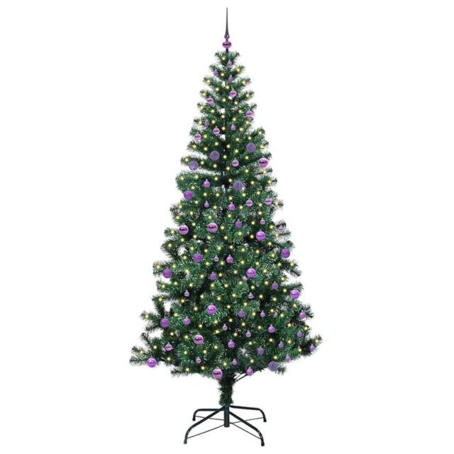 Berkfield Home Elegant Artificial Pre-lit Christmas Tree Green 240 cm PVC & Metal - image 1