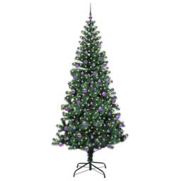 Berkfield Home Elegant Artificial Pre-lit Christmas Tree Green 240 cm PVC & Metal - thumbnail 1