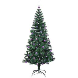 Berkfield Home Elegant Artificial Pre-lit Christmas Tree Green 240 cm PVC & Metal - thumbnail 4