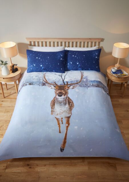Rapport Home Montrose Stag Polycotton Duvet Cover Set With Pillowcase in Blue - Size: Single - image 1
